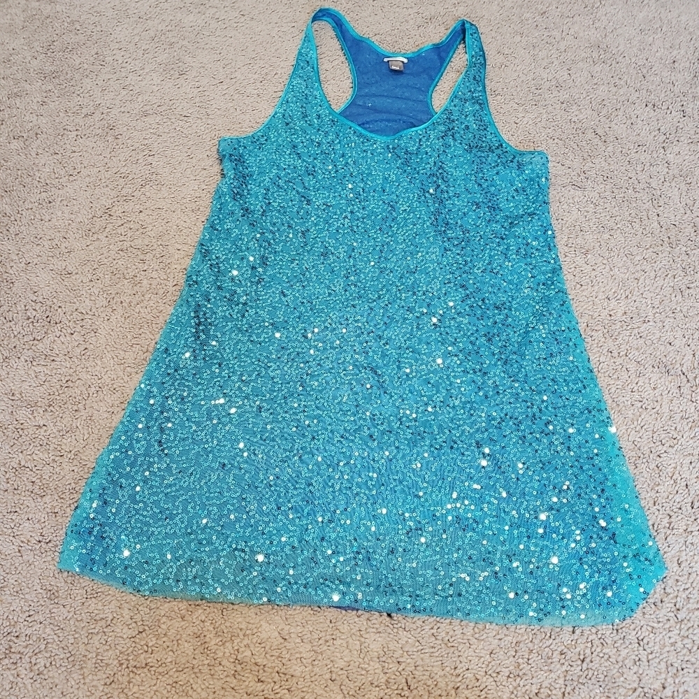 Victoria's Secret Blue Sparkle Sequin Babydoll Size Large - Picture 2 of 10